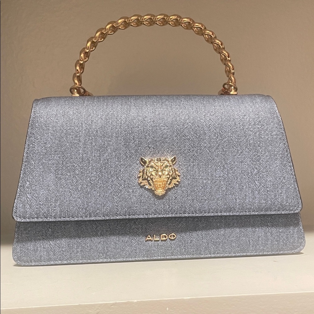 Aldo Gray Shoulder Bag with Gold Chain Handle